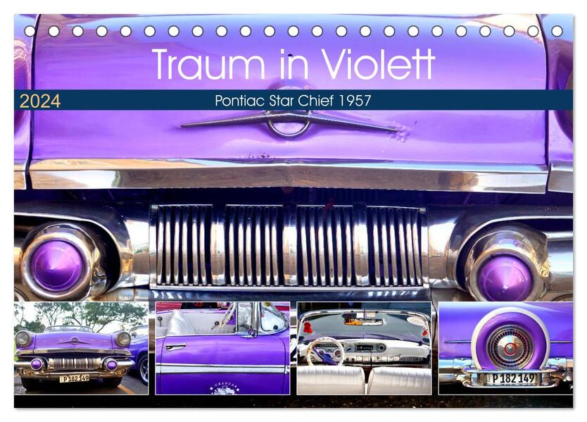 Traum in Violett - Pontiac Star Chief 1957 (Tischkalender 2024 DIN A5 quer) CALVENDO Monatskalender