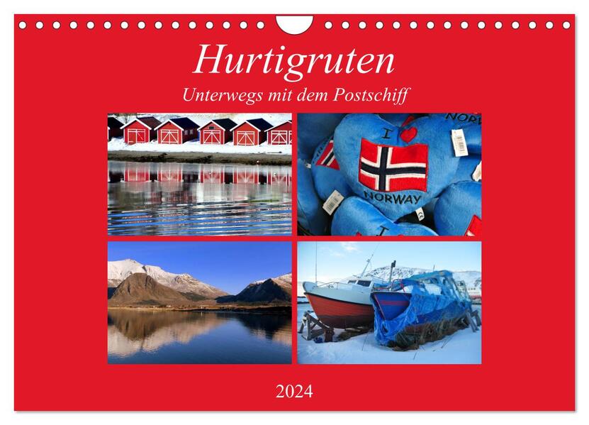 Hurtigruten - Unterwegs mit dem Postschiff (Wandkalender 2024 DIN A4 quer) CALVENDO Monatskalender