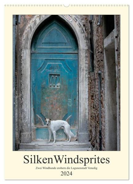 Silken Windsprites - Zwei Windhunde erobern die Lagunenstadt Venedig (Wandkalender 2024 DIN A2 hoch) CALVENDO Monatskalender