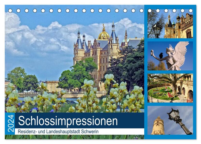 Schlossimpressionen Schwerin 2024 (Tischkalender 2024 DIN A5 quer) CALVENDO Monatskalender
