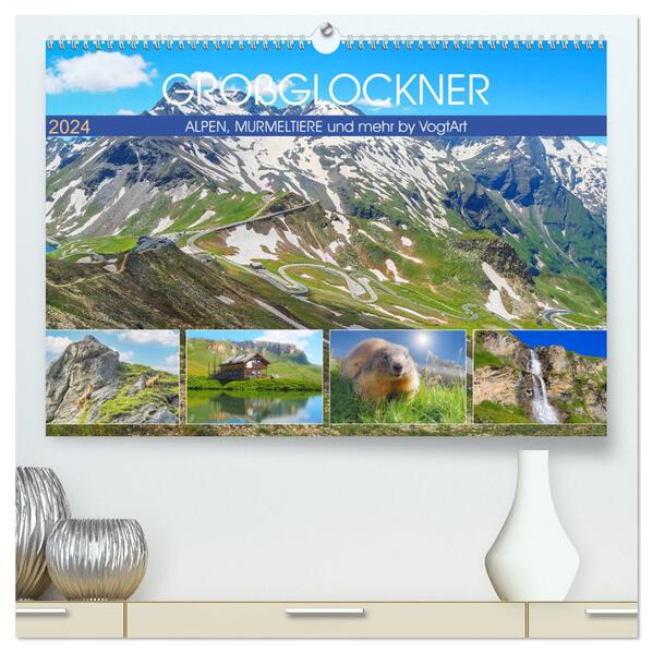 Großglockner Alpen Murmeltiere & mehr by VogtArt (hochwertiger Premium Wandkalender 2024 DIN A2 quer) Kunstdruck in Hochglanz
