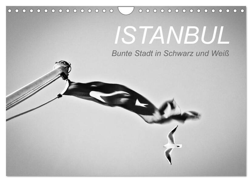 Istanbul - Bunte Stadt in Schwarz und Weiß (Wandkalender 2024 DIN A4 quer) CALVENDO Monatskalender