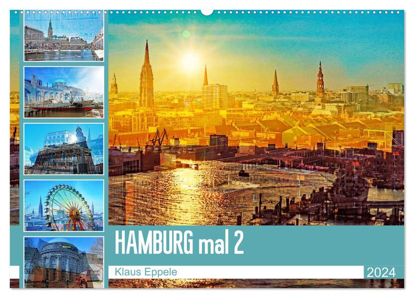 Hamburg mal 2 (Wandkalender 2024 DIN A2 quer) CALVENDO Monatskalender
