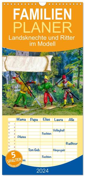 Familienplaner 2024 - Landsknechte und Ritter im Modell mit 5 Spalten (Wandkalender 21 x 45 cm) CALVENDO