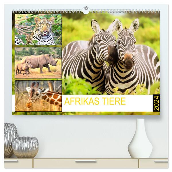Afrikas Tiere. Majestäten in exotischer Wildnis (hochwertiger Premium Wandkalender 2024 DIN A2 quer) Kunstdruck in Hochglanz