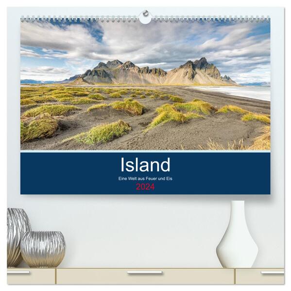 Island - Eine Welt aus Feuer und Eis (hochwertiger Premium Wandkalender 2024 DIN A2 quer) Kunstdruck in Hochglanz