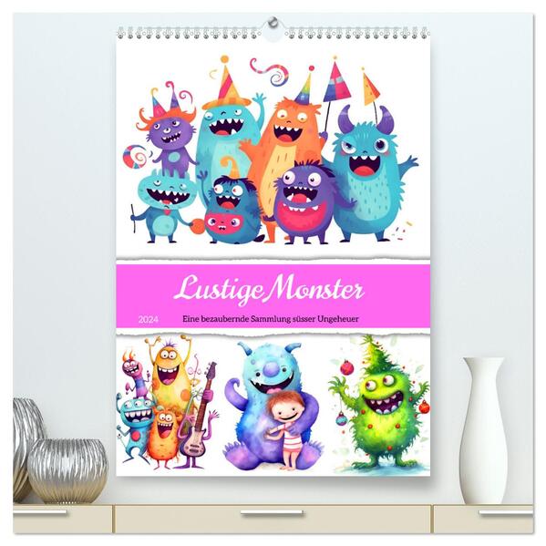 Lustige Monster - Eine bezaubernde Sammlung süsser Ungeheuer (hochwertiger Premium Wandkalender 2024 DIN A2 hoch) Kunstdruck in Hochglanz