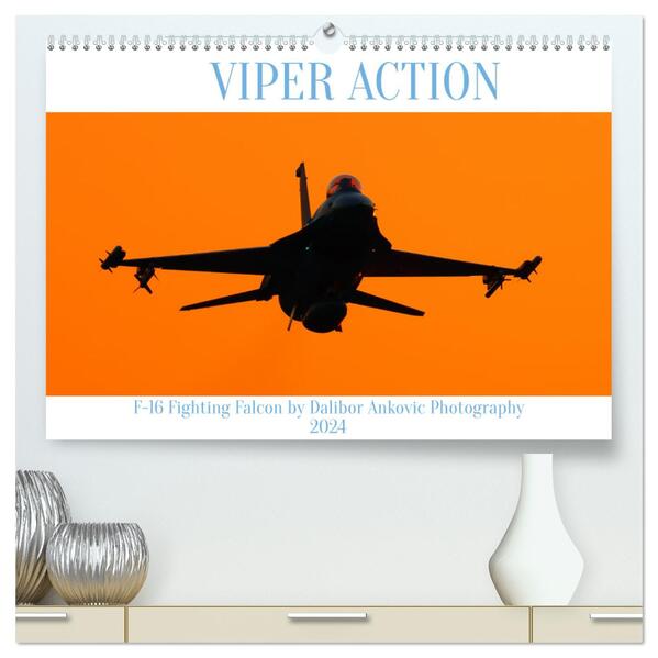 VIPER ACTION - F-16 FIGHTING FALCON (hochwertiger Premium Wandkalender 2024 DIN A2 quer) Kunstdruck in Hochglanz