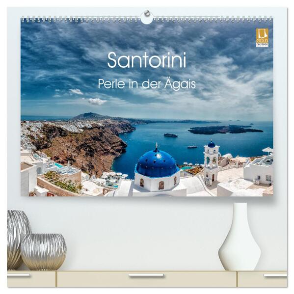 Santorini - Perle in der Ägais (hochwertiger Premium Wandkalender 2024 DIN A2 quer) Kunstdruck in Hochglanz