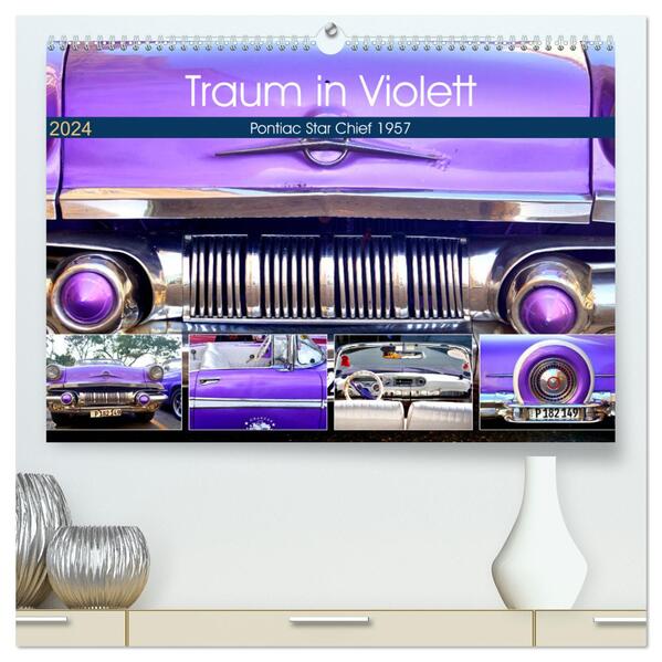 Traum in Violett - Pontiac Star Chief 1957 (hochwertiger Premium Wandkalender 2024 DIN A2 quer) Kunstdruck in Hochglanz