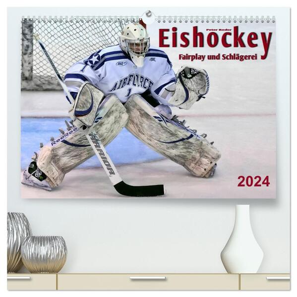 Eishockey - Fairplay und Schlägerei (hochwertiger Premium Wandkalender 2024 DIN A2 quer) Kunstdruck in Hochglanz