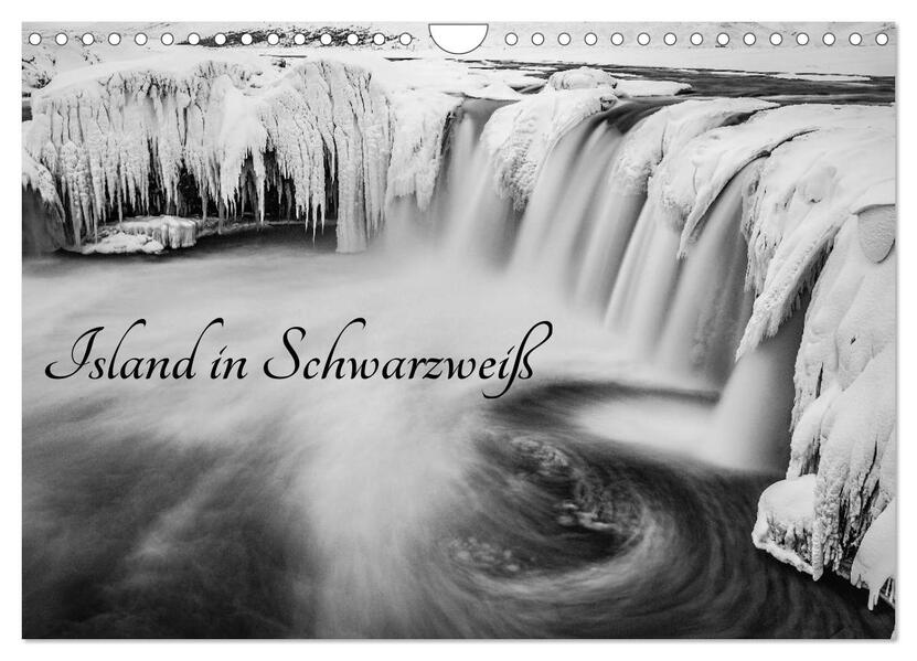 Island in Schwarzweiß (Wandkalender 2024 DIN A4 quer) CALVENDO Monatskalender