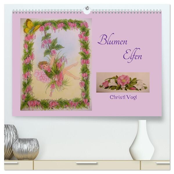 Blumen Elfen (hochwertiger Premium Wandkalender 2024 DIN A2 quer) Kunstdruck in Hochglanz