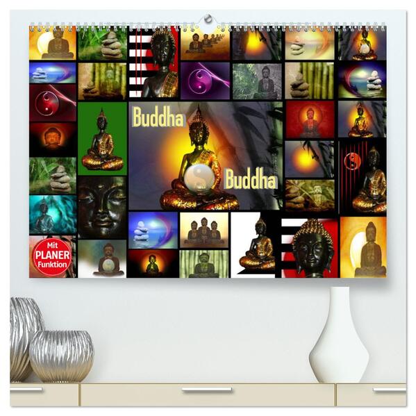 Buddha (hochwertiger Premium Wandkalender 2024 DIN A2 quer) Kunstdruck in Hochglanz