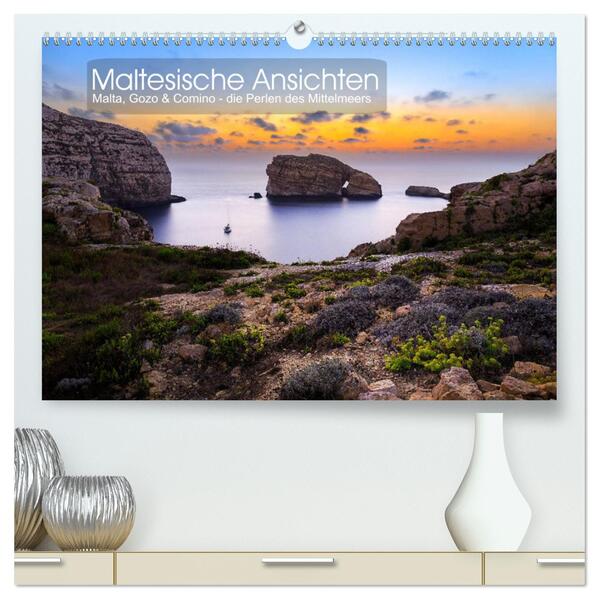 Maltesische Ansichten (hochwertiger Premium Wandkalender 2024 DIN A2 quer) Kunstdruck in Hochglanz