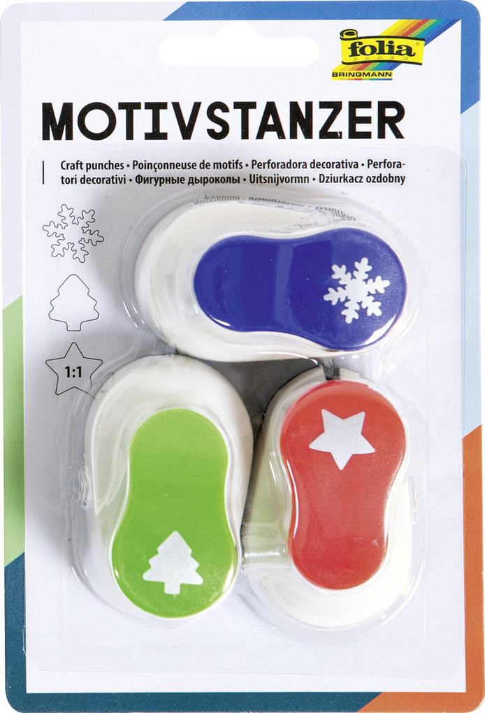 Folia Motivstanzer WEIHNACHTSMOTIVE 3 Stanzer je 15mm