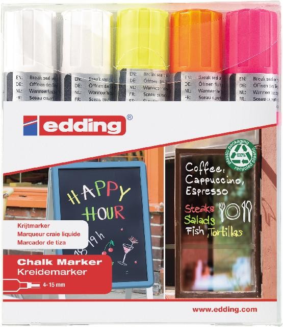 edding 4090 Chalk Marker Set of 5 Assorted 4-4090-5999