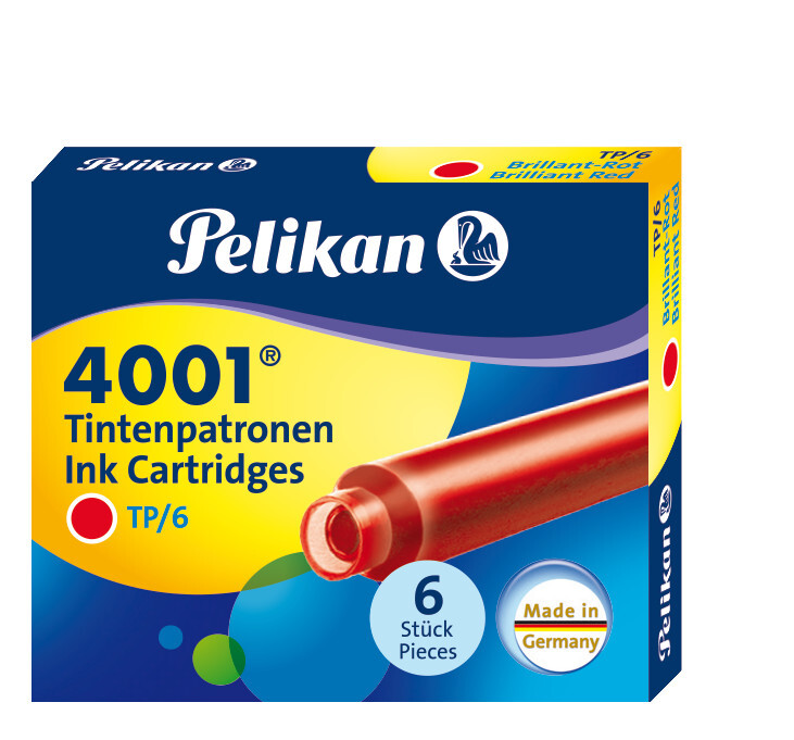 Pelikan Tintenpatronen 4001® Set mit 6 Standard-Patronen Brillant-Rot