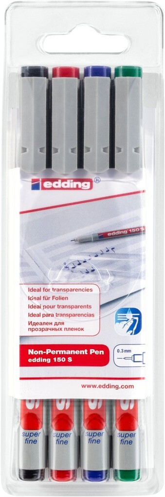 Edding Folienschreiber Non-permanent Pen edding 150 S 4er Set