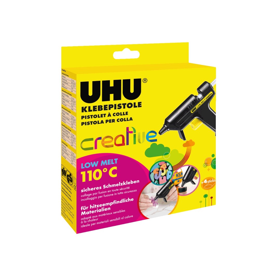 UHU Klebepistole creative LOW MELT 110°C, inkl. 4 Klebepatrone, schwarz