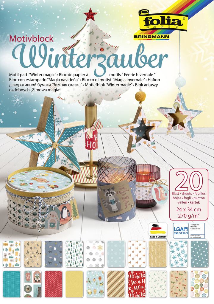Folia Motivblock WINTERZAUBER 24x34cm 20 Blatt sortiert