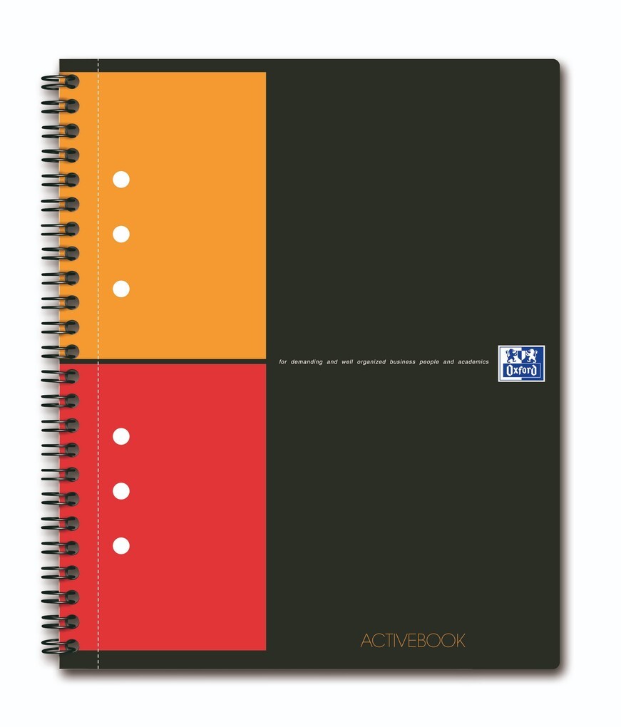 OXFORD International Activebook A5+ kariert 5 mm 80 Blatt 80 g/m² 10fach gelocht mit PP-Deckel und Lesezeichen-Register