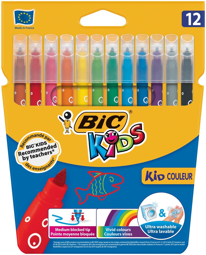Bic Kids Couleur Felt Tip Pens Washable Water-based Ink Medium Tip