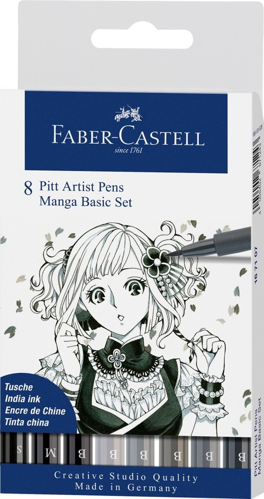 Faber-Castell Tuschestifte Pitt Artist Pens 8er Set Manga Basic Set