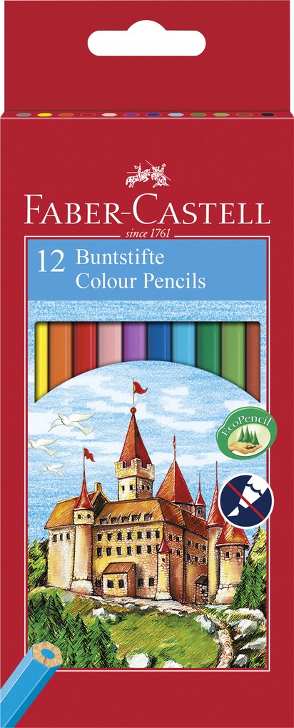 FABER-CASTELL CASTLE Buntstifte farbsortiert - 12 Stück
