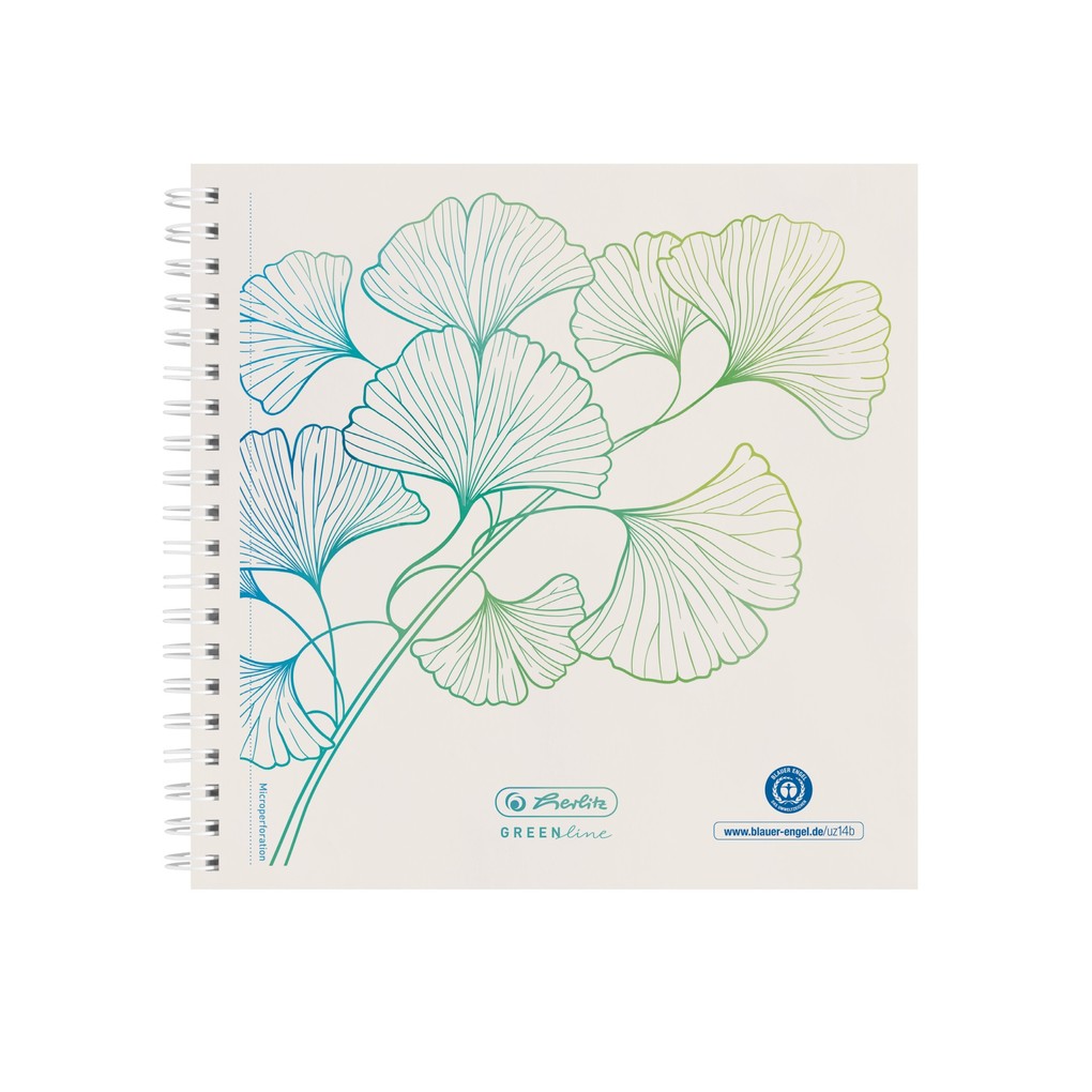 Herlitz Spiralblock 148x148cm 100 Blatt punktiert GREENline Ginkgo