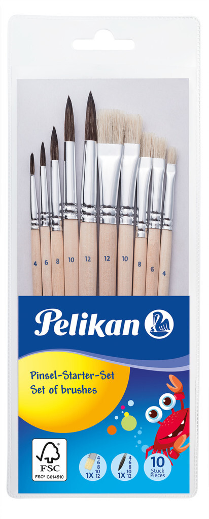 Pelikan Pinsel Starter-Set 5 Haar- und 5 Borstenpinseln