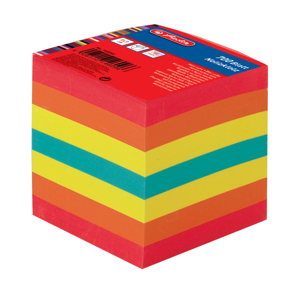 herlitz - bloc de fiches 90 x 90 mm, multicolore, 80 g/qm