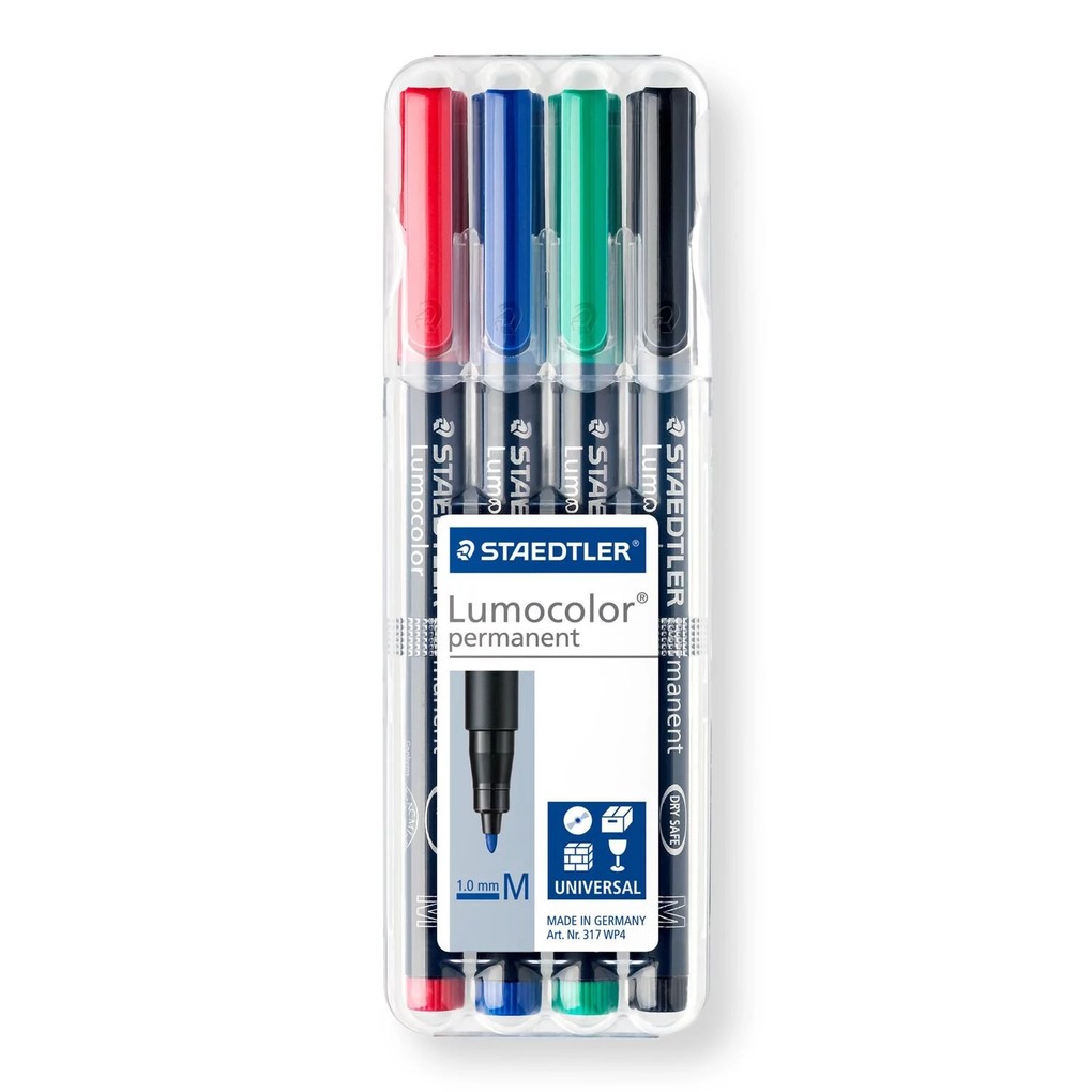 STAEDTLER Lumocolor permanent M 317 WP4 4 couleurs ass.