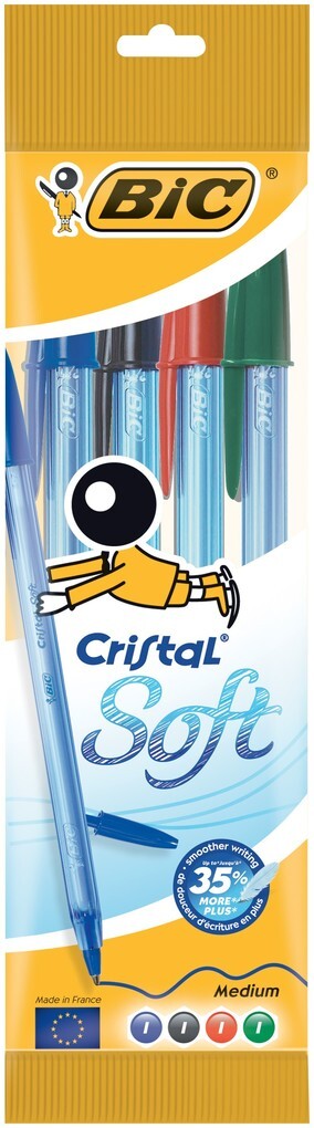 BIC Kugelschreiber Cristal Soft 0.45mm farbig 4er Set