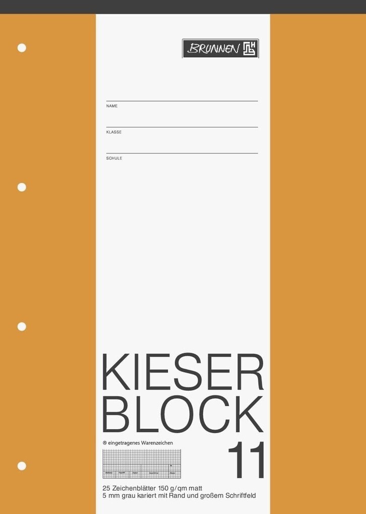 Brunnen KIESER-Block A4 Lineatur 11 kariert mit Rand