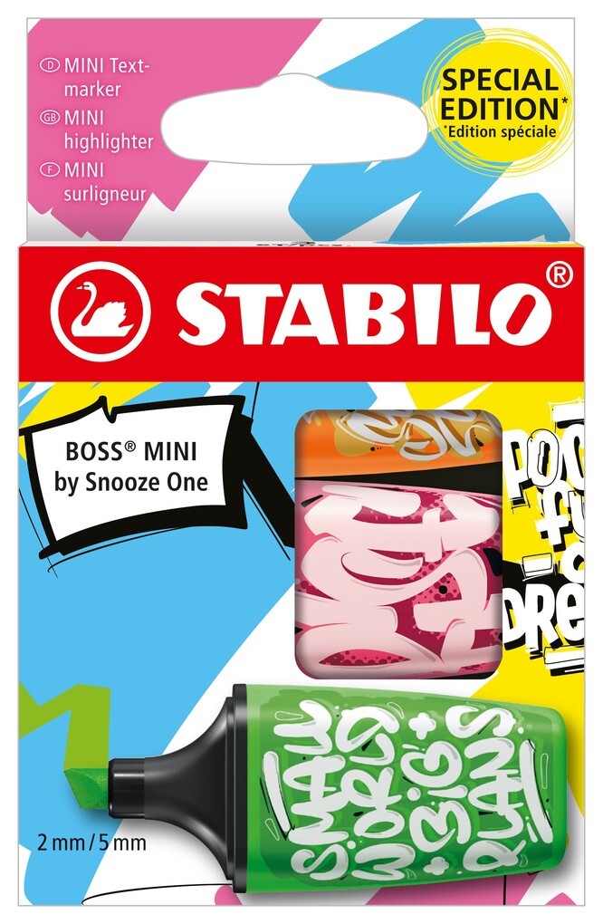 STABILO Textmarker BOSS MINI 3er Set orange pink grün