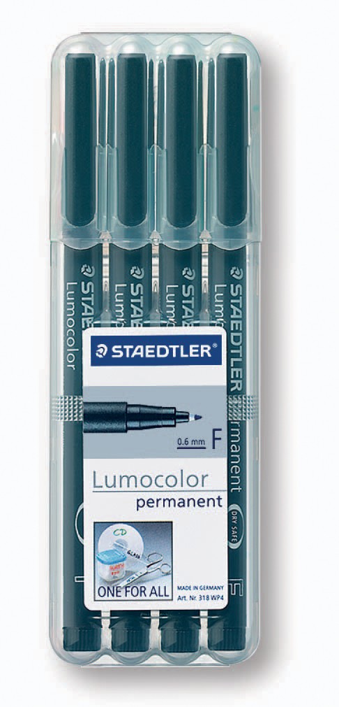 STAEDTLER Lumocolor Permanent-Marker 318F, schwarz, 4er Etui