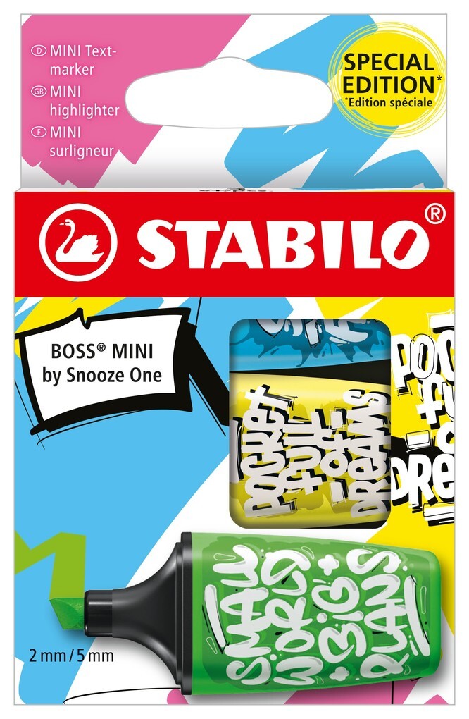 STABILO Textmarker BOSS MINI 3er Set blau gelb grün