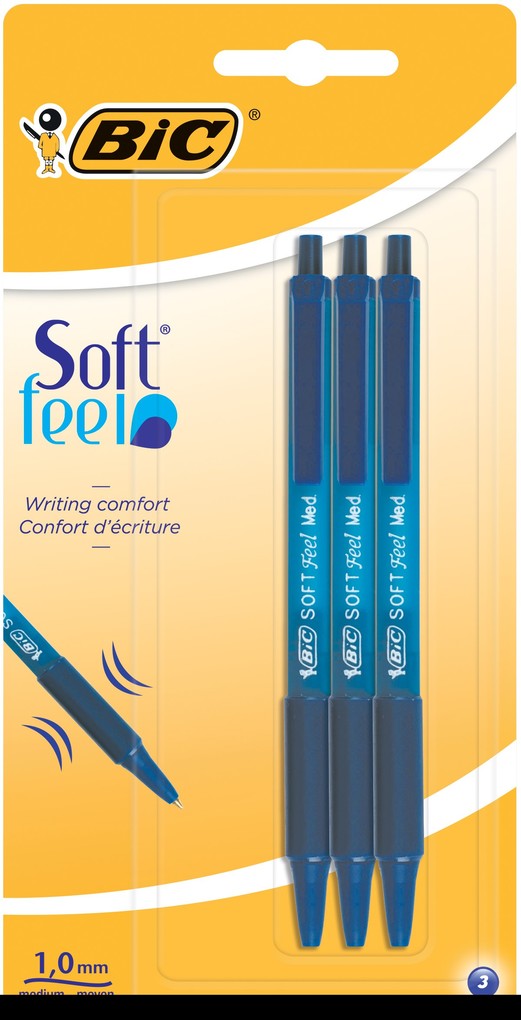 BIC Kugelschreiber Soft Feel 0.4mm blau 3er Set