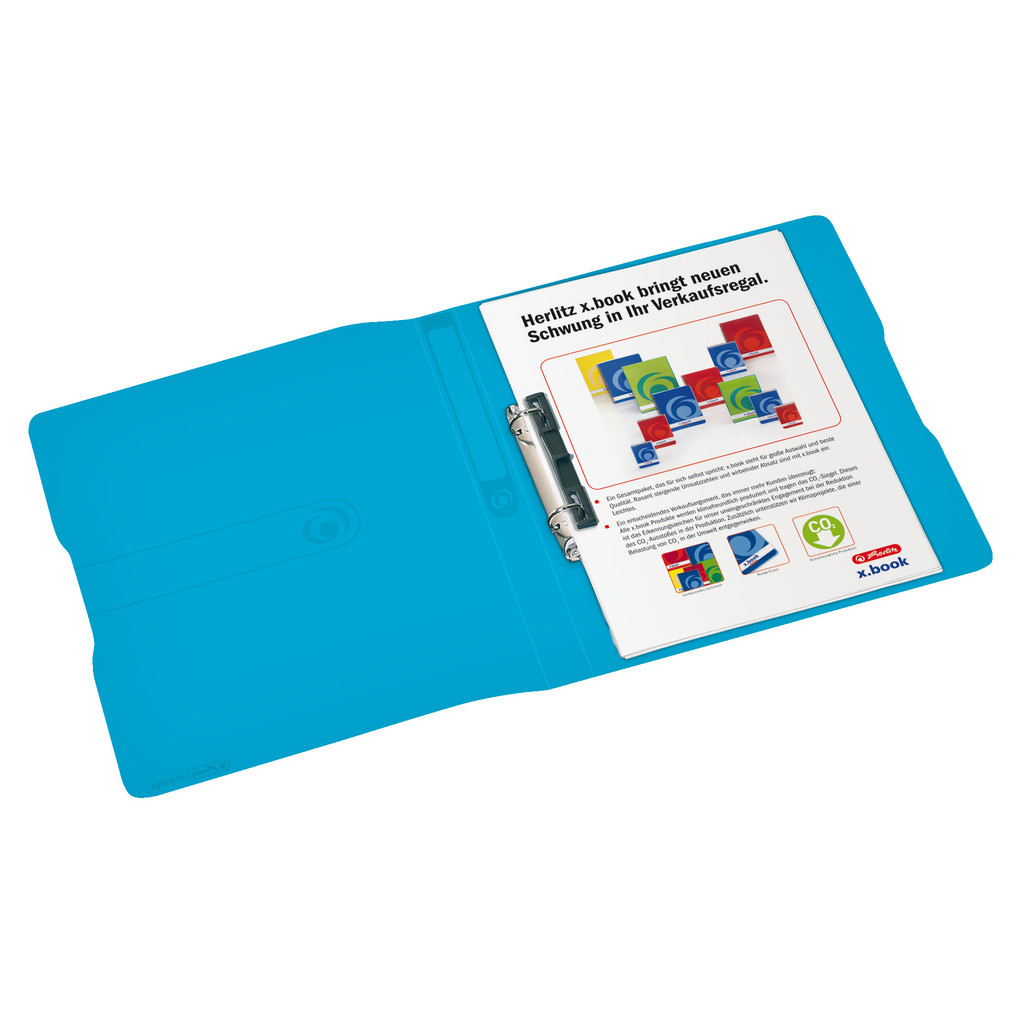 Herlitz Ringbuch PP A4 2 Ringe 16mm Transparent Blau