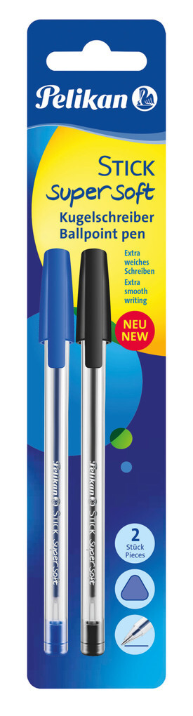 Pelikan Kugelschreiber Stick super soft schwarz blau 2er Set