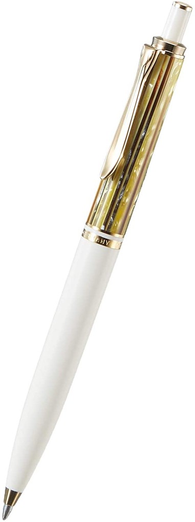 Pelikan Kugelschreiber Souverän® K400 24-Karat vergoldete Zierelemente Druckmechanik Schildpatt-Weiß