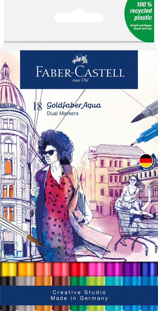 Faber-Castell Goldfaber Aqua Dual Multicoloured Marker - Wallet of 18, none