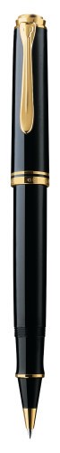 Pelikan Tintenroller Souverän® R400 Edelharz 24-Karat vergoldete Zierelemente Schwarz
