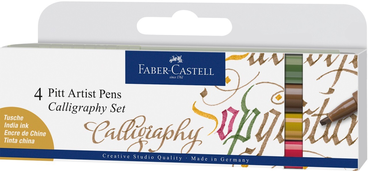 Faber-Castell Tuschestifte Pitt Artist Pens Calligraphy 4er Set Colours