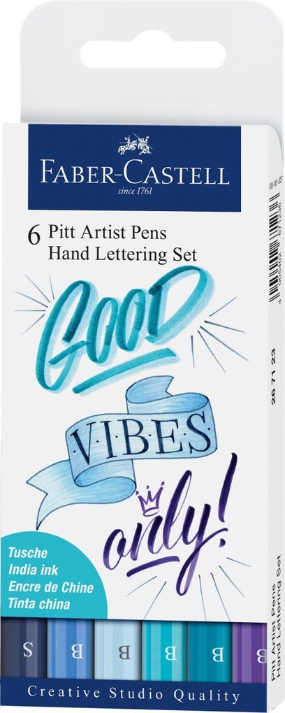 Faber-Castell Tuschestifte Pitt Artist Pens Lettering 6er Set Blautöne