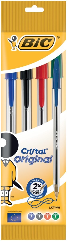 BIC Kugelschreiber Cristal Original 0.4mm farbig 4er Set