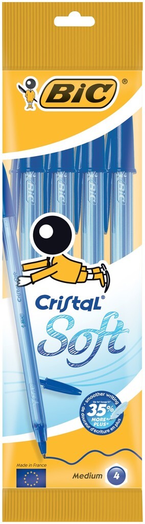 BIC Kugelschreiber Cristal Soft 0.45mm blau 4er Set
