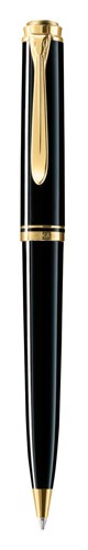 Pelikan Kugelschreiber Souverän® K600 Edelharz 24-Karat vergoldete Zierelemente Drehmechanik Schwarz