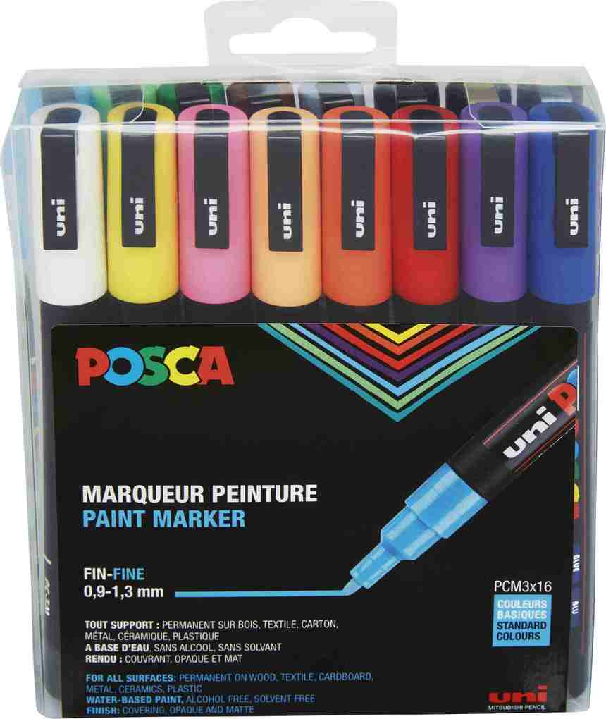 POSCA Pigmentmarker PC-3M, 16er Etui, sortiert